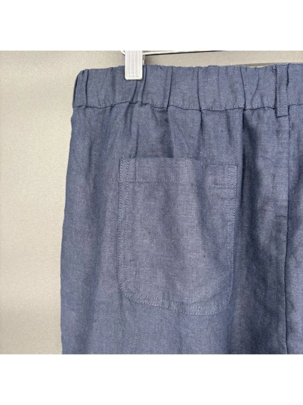 NWT Quince Womens 100% European Linen Pants Large Deep Navy Coastal Quiet Luxury